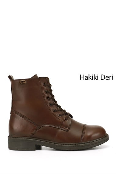 Womens Brown Antique Zipper Genuine Leather Combat Boots