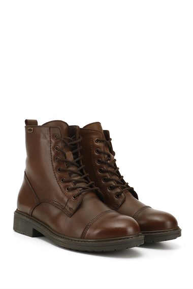 Womens Brown Antique Zipper Genuine Leather Combat Boots