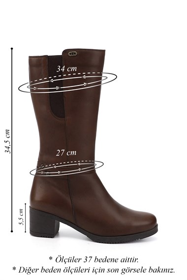 Womens Brown Antique Zipper Thick Heel Genuine Leather Boots
