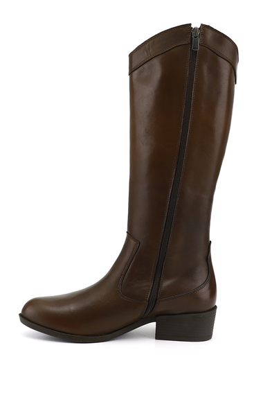Gön Genuine Leather Round Toe Heeled Womens Casual Boots 47538