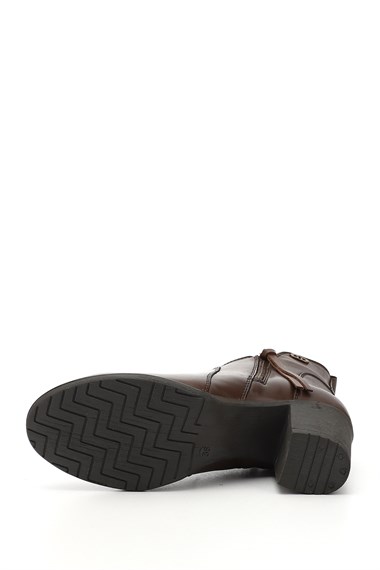 Womens Brown Antique Zipper Thick Heel Genuine Leather Boots