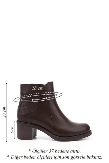 Womens Brown Antique Thick Heeled Genuine Leather Boots