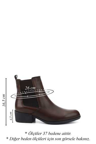 Womens Brown Antique Zipper Thick Heel Genuine Leather Chelsea Boots