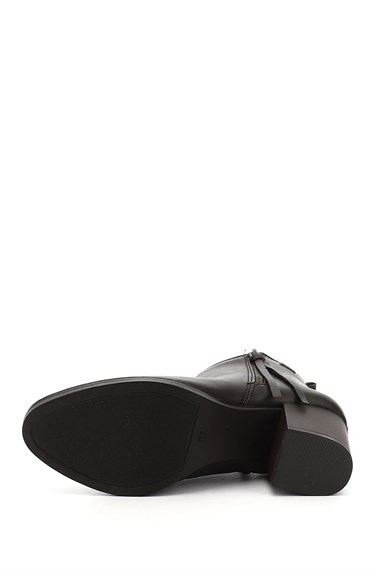 Womens Brown Antique Zippered Thick Heeled Boots