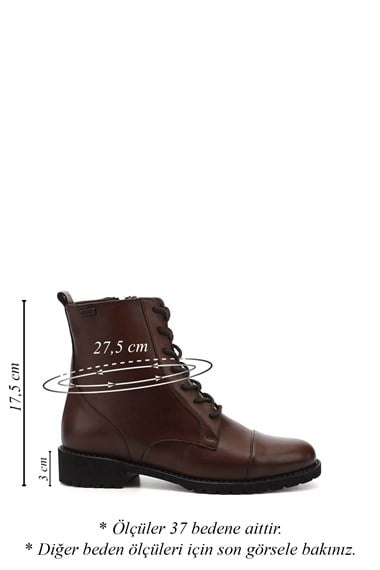 Womens Brown Antique Zippered Rubber Sole Genuine Leather Combat Boots