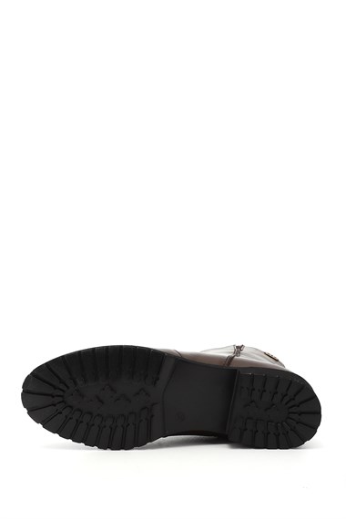 Womens Brown Antique Zippered Rubber Sole Genuine Leather Boots