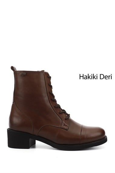 Womens Brown Antique Zippered Rubber Sole Genuine Leather Combat Boots