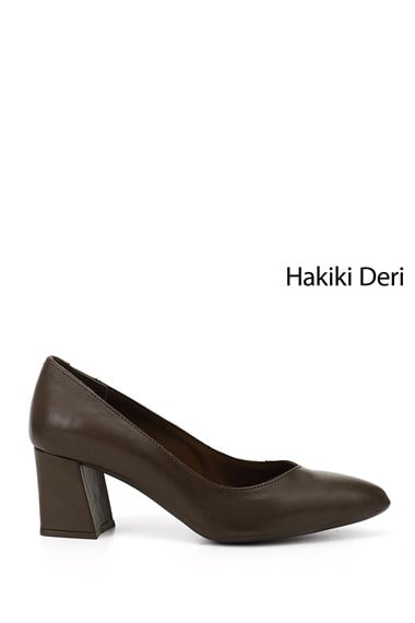 Womens Brown Antique Pointed Toe Medium Thick Heel Genuine Leather Shoes