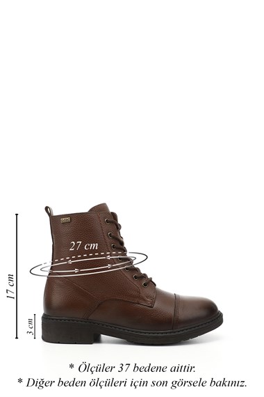 Womens Brown Floater Zippered Genuine Leather Combat Boots