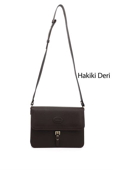 Kadın Kahve Floter Hakiki Deri Omuz Çantası