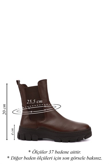 Womens Brown Floater Rubber Sole Genuine Leather Chelsea Boots