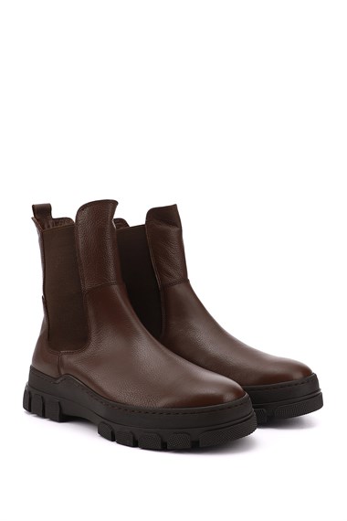 Womens Brown Floater Rubber Sole Genuine Leather Chelsea Boots