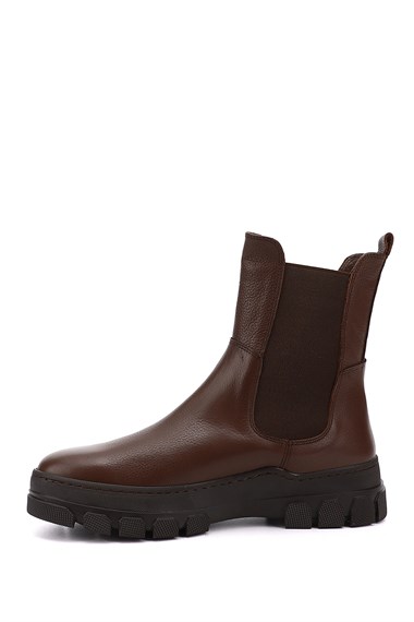 Womens Brown Floater Rubber Sole Genuine Leather Chelsea Boots