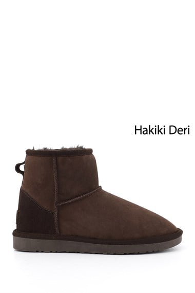 Kadın Kahve Nubuk Kısa Hakiki Deri Kürklü Bot
