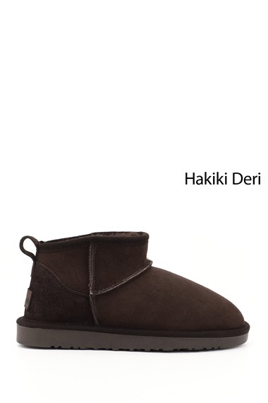 Womens Coffee Brown Nubuck Mini Genuine Leather Fur-Lined Boots