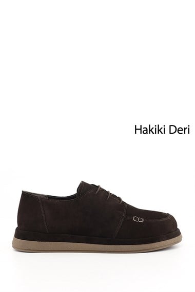 Kadın Kahve Süet Bağcıklı Hakiki Deri Ayakkabı