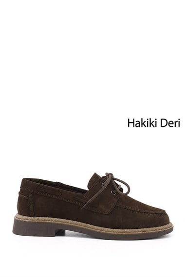 Kadın Kahve Süet Bağcıklı Hakiki Deri Ayakkabı