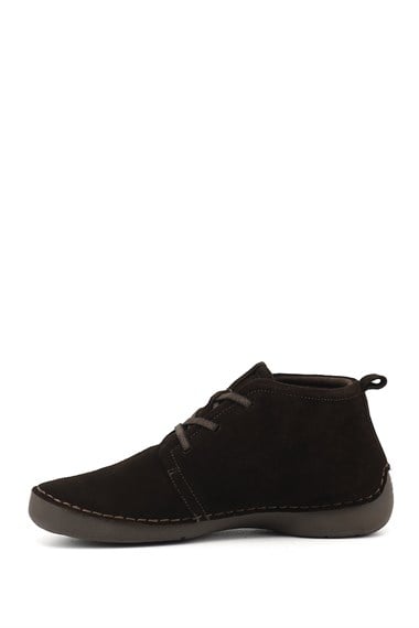 Womens Brown Suede Laced Genuine Leather Comfort Boot