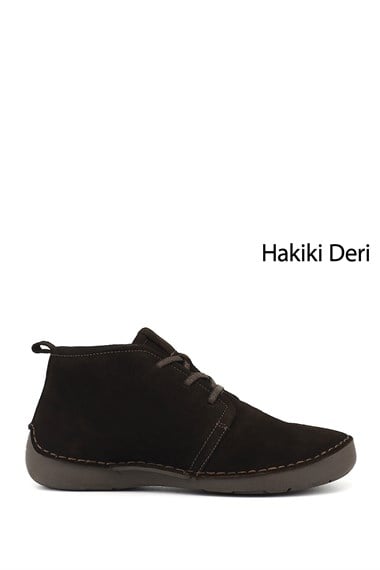 Kadın Kahve Süet Bağcıklı Hakiki Deri Comfort Bot