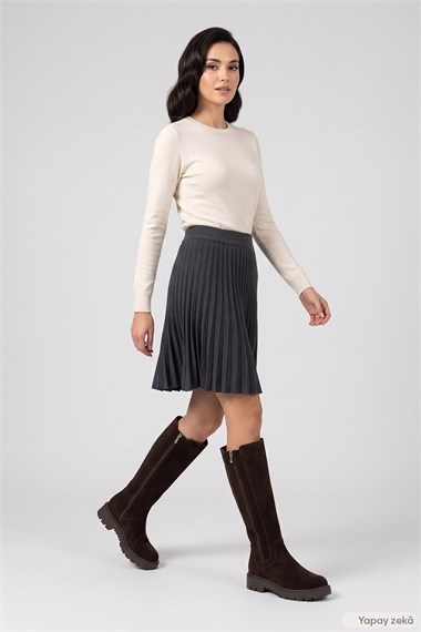 Womens Brown Suede Zippered Rubber Sole Genuine Leather Boots