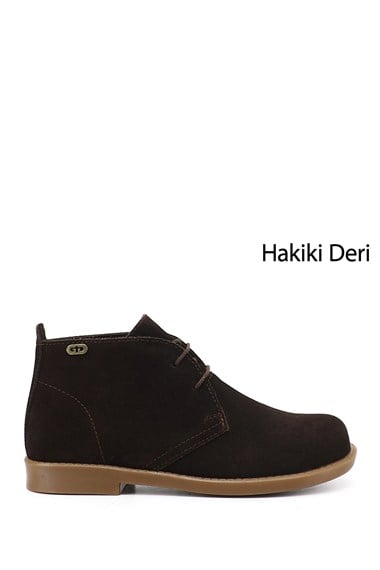 Kadın Kahve Süet Kauçuk Taban Hakiki Deri Bot