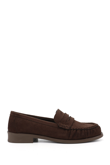Kadın Kahve Süet Loafer Ayakkabı