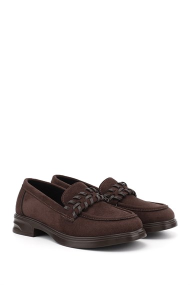 Womens Brown Suede Loafer Shoes