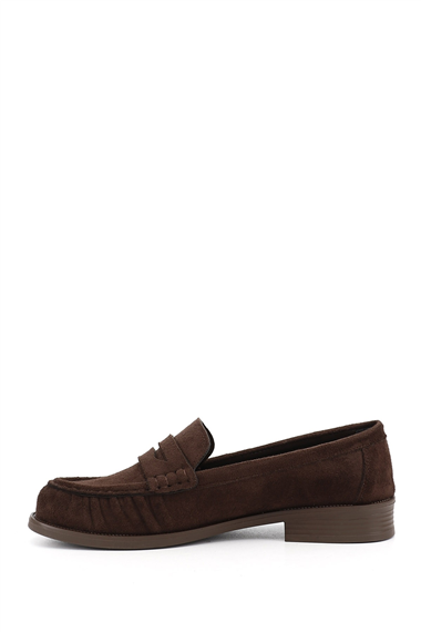 Kadın Kahve Süet Loafer Ayakkabı