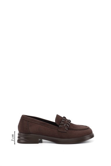 Womens Brown Suede Loafer Shoes