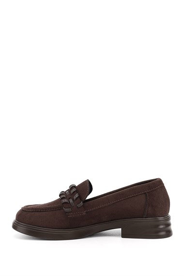 Womens Brown Suede Loafer Shoes