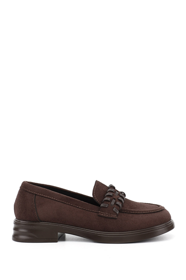 Kadın Kahve Süet Loafer Ayakkabı
