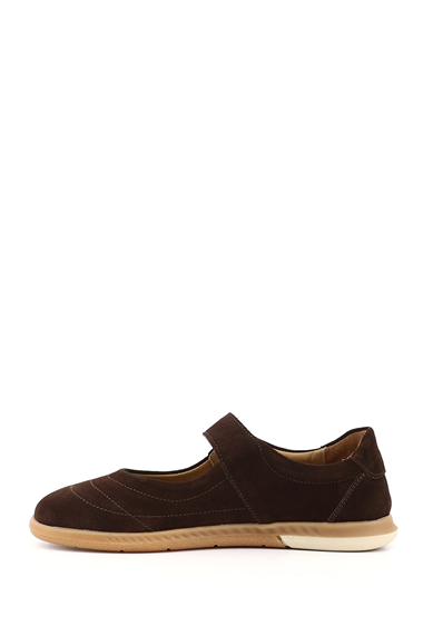 Womens Brown Suede Mary Jane Genuine Leather Ballet Flats