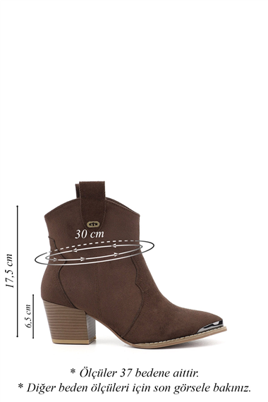 Womens Brown Suede Pointed Toe Thick Heel Cowboy Boots