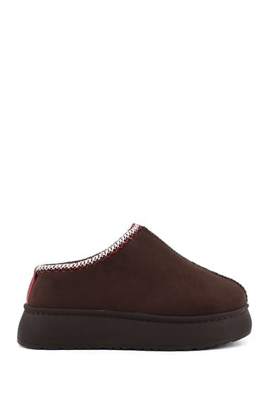 Women Coffee Suede W Tazz Thick Sole Fur Slippers
