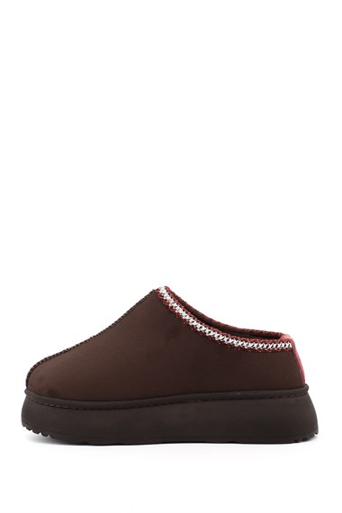Women Coffee Suede W Tazz Thick Sole Fur Slippers