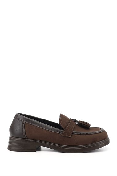 Kadın Kahve Süete Kahve Loafer Ayakkabı