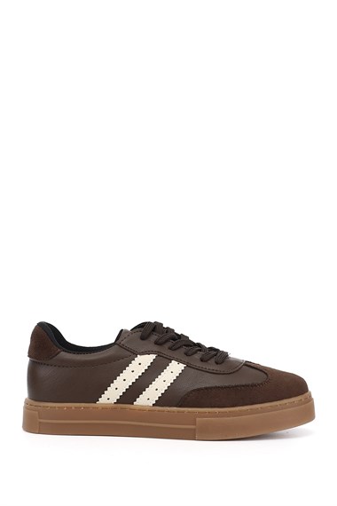 Womens Brown Lace-up Sneaker