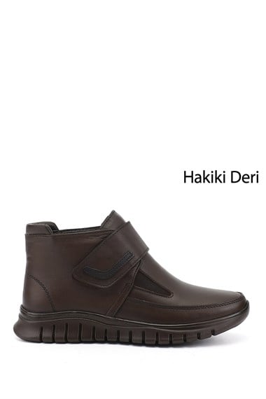 Kadın Kahverengi Cırtlı Hakiki Deri Comfort Bot