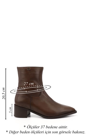 Womens Brown Zip-Up Pointed Toe Genuine Leather Boots