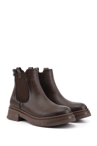 Womens Brown Thick Heeled Chelsea Boots