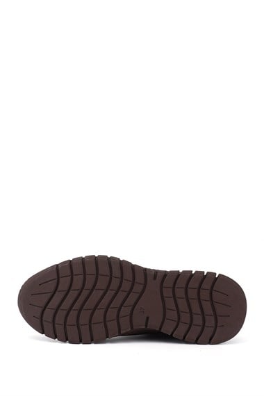 Kadın Kahverengi Lastik Bağcıklı Hakiki Deri Sneaker