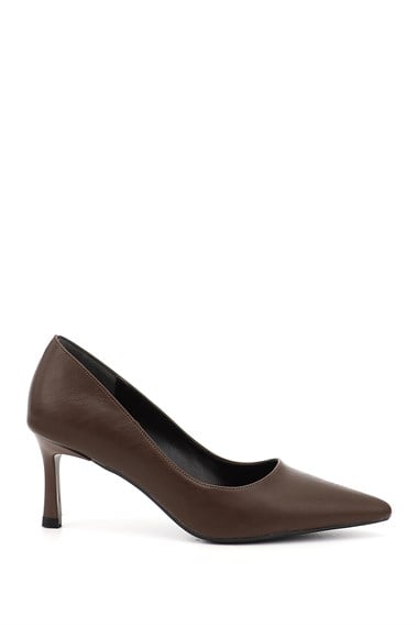 Kadın Kahverengi Sivri Burun İnce Topuklu Stiletto