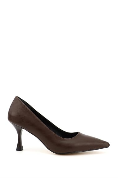 Womens Brown Pointed Toe Goblet Heel Stiletto