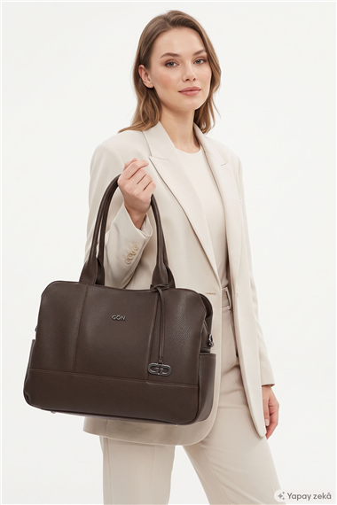 Womens Brown Long Strap Hand and Shoulder Bag