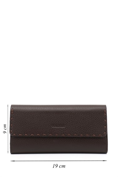 Womens Brown Horizontal Genuine Leather Wallet