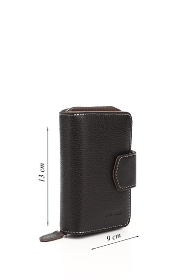 Kadın Kahveye Camel Dikey Hakiki Deri Cüzdan