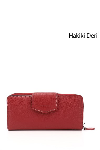 Womens Red and Navy Horizontal Genuine Leather Wallet