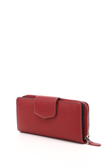Womens Red and Navy Horizontal Genuine Leather Wallet