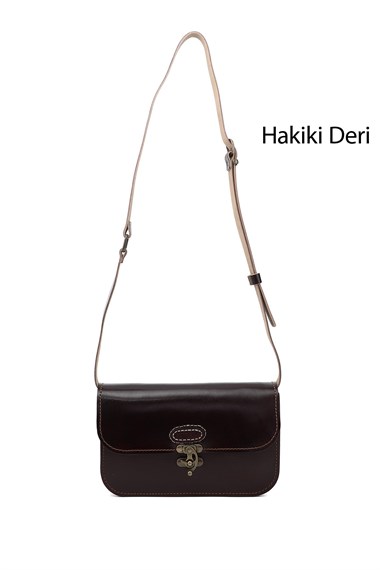 Kadın Koyu Bordo Vaketa Hakiki Deri Omuz ve Postacı Çantası