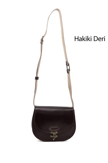 Kadın Koyu Bordo Vaketa Hakiki Deri Omuz ve Postacı Çantası